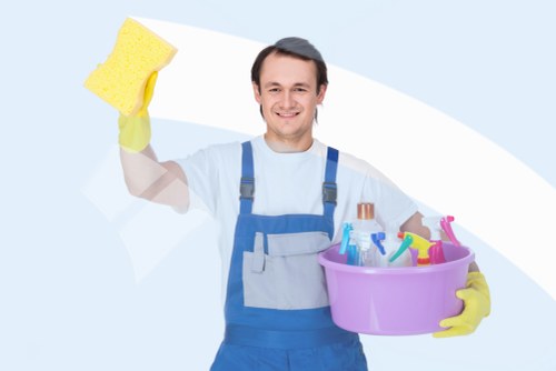 Professional carpet cleaners assessing a property before cleaning